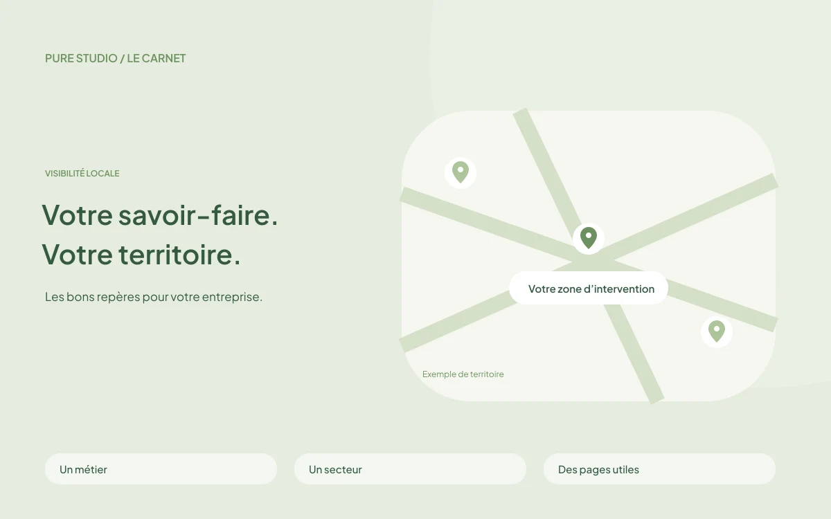 Votre savoir-faire. Votre territoire. Un métier, Un secteur, Des pages utiles